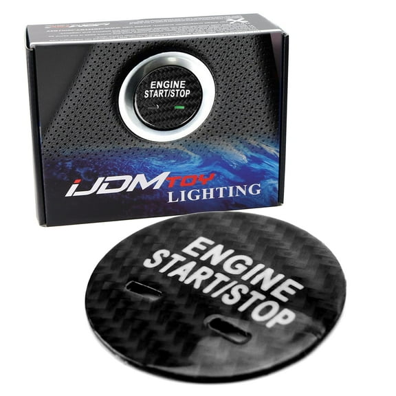 Gloss Black Real Carbon Fiber Keyless Engine Start/Stop Push Start Button Cover For Impala Malibu Cruze Suburban, CTS CT6 XTS Escalade, Yukon Denali, etc