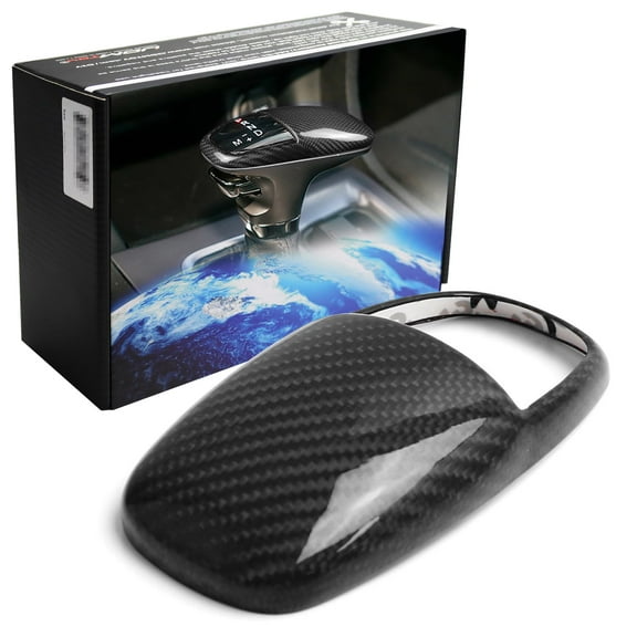 Gloss Black Real Carbon Fiber Shift Knob Top Cover Shell For Dodge 2015-2023 Challenger or Charger Automatic Transmission
