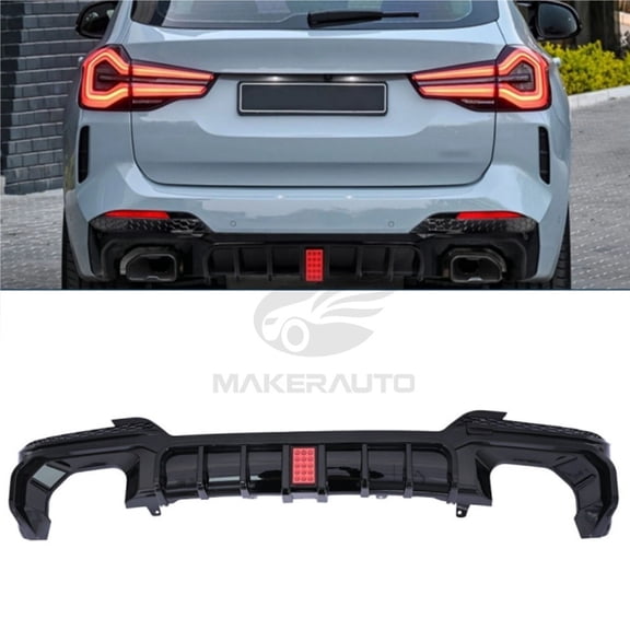 Gloss Black Rear Diffuser with LED for 2022-2024 BMW X3 G01 M40i