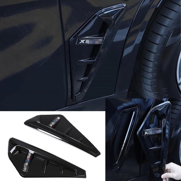 Gloss Black Side Fender Air Vents Outlet Cover, For BMW X5 X5M G05 2019-2025,Fender Side Vents Mesh ABS Sticker Hole Shark Grille