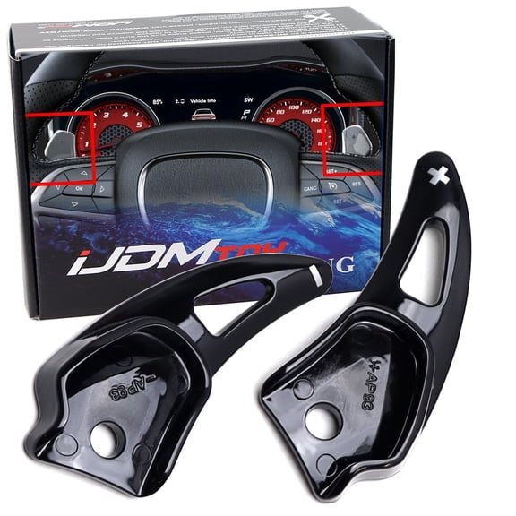 Gloss Black Style Lightweight Plastic Larger Paddle Shifter Extensions For Challenger Charger Durango, Grand Cherokee, 300/300C SRT/Performance Models