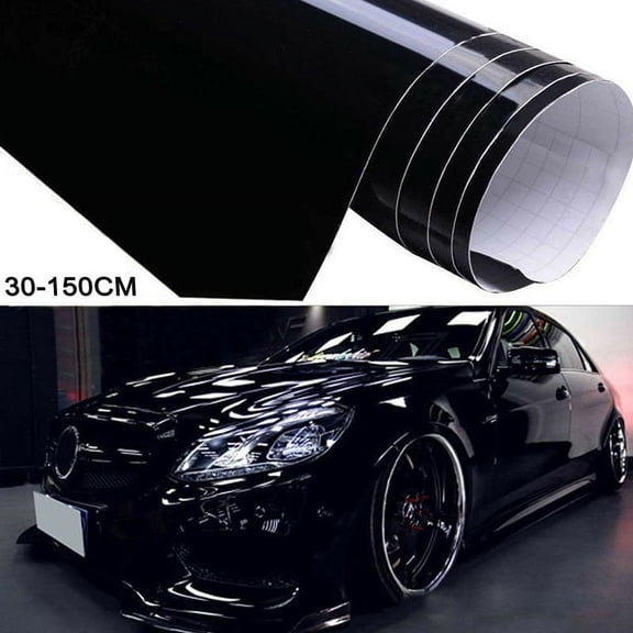 Gloss Black Vinyl Wrap Film Car Sticker Decal with Air Release, 30x150cm Automotive Graphics for Vehicle Customisation, Bubble -Free Application