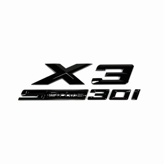 Gloss Black X3 + sDrive30i Emblem Badge Set for BMW X3 Rear Trunk Replacement
