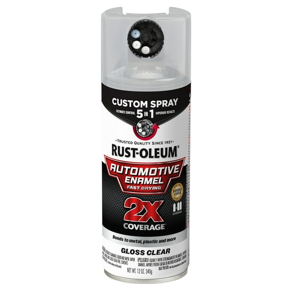 Gloss Clear, Rust-Oleum 2X Automotive Enamel 5 in 1 Spray Paint, 12 oz, 394895