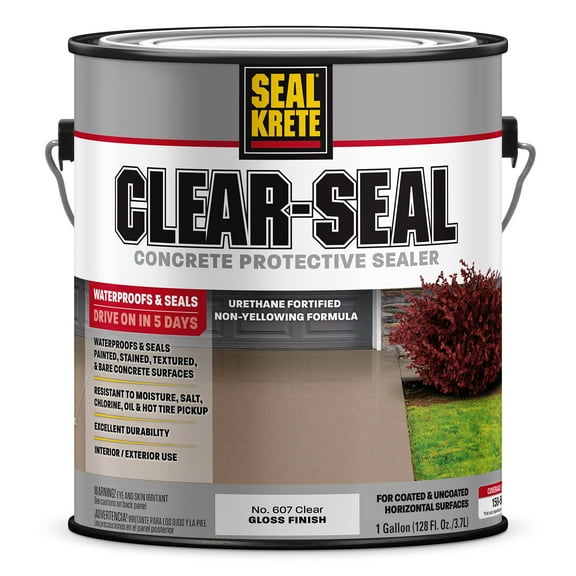 Gloss Clear, Seal-Krete Clear-Seal Concrete Protective Sealer, Low VOC, 1 Gal, 4 Pack