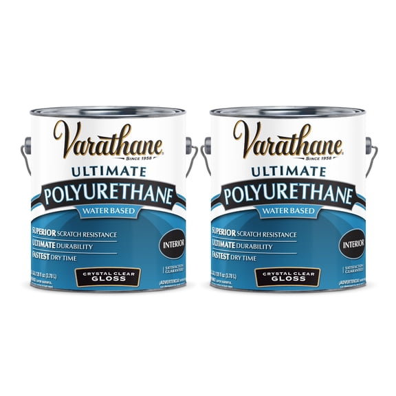 2 Pack, Gloss Clear, Varathane Ultimate Polyurethane Water-Based-200031, Gallon
