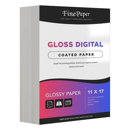 Gloss Digital Paper – Perfect for Color Laser Printing, Design Proposals, Flyers, Brochures | 11 x 17 | 80lb Text (32lb Bond) | 96 Bright | Acid Free Glossy Paper | 500 Sheets per Pack