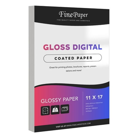 Gloss Digital Paper - Perfect for Color Laser Printing, Design Proposals, Flyers, Brochures | 11 x 17" Ledger Size | Premium 32lb Paper, 80lb Text | 94 Bright | Acid Free | 100 per Pack