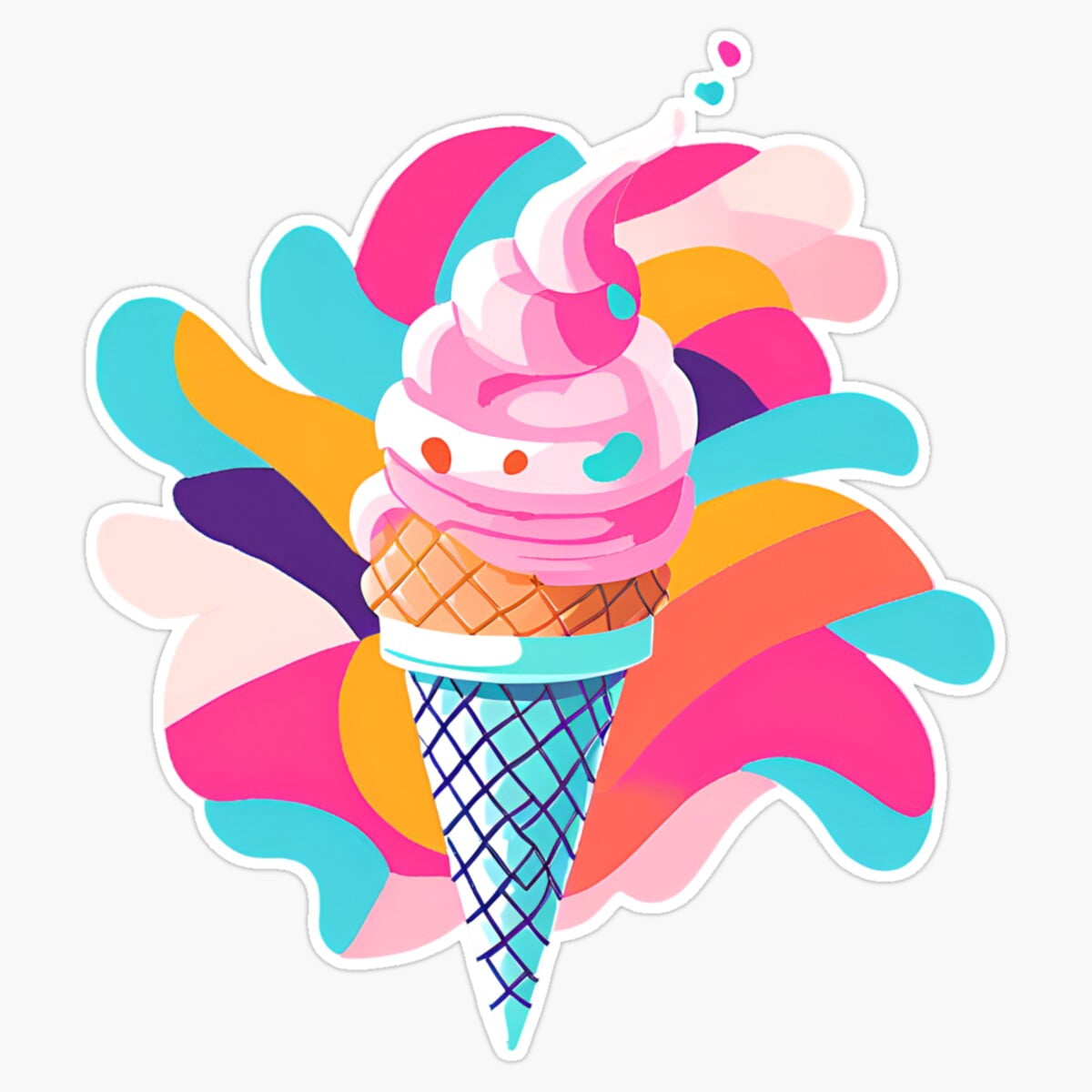 Gloss Dot Ice Cream Cone Delight Er, Phone Decal Water Bottle Stickers ...