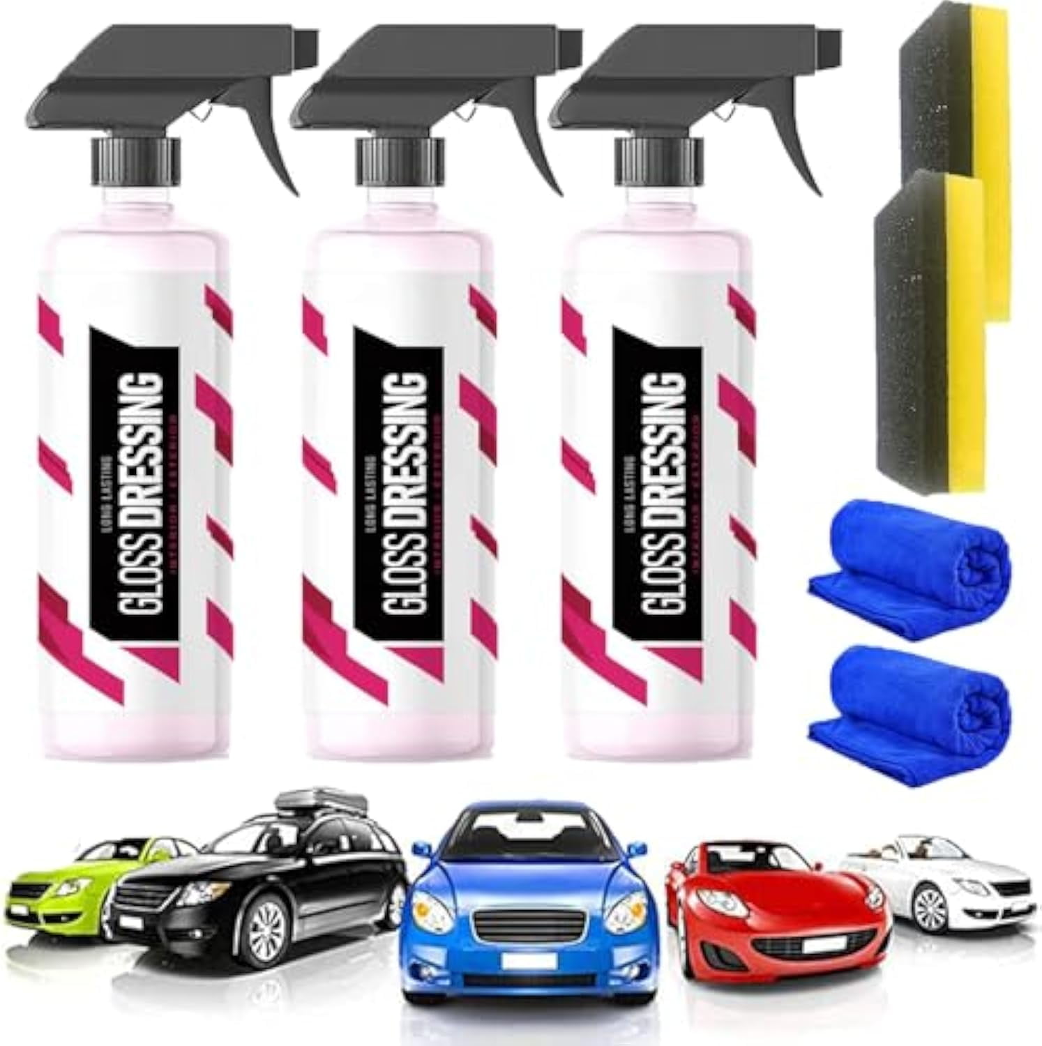 Gloss Dressing for Floor Mats, 120ML Gloss Dressing for Cars, Crystal Coating for Car Plastic Parts, Ceramic Plastic Coating, Car Interior Cleaner Long Lasting Shine Non-Greasy (3 Set)
