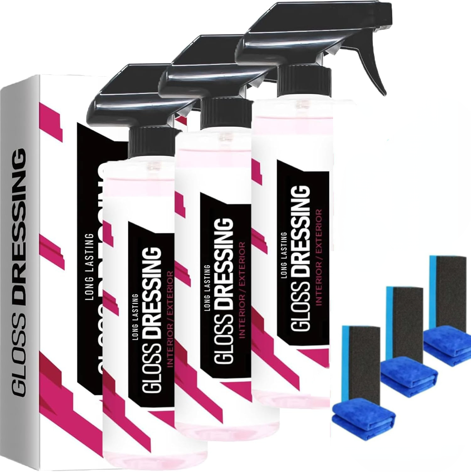 Gloss Dressing - Plastic, Automotive Gloss Dressing, Gloss Dressing For Floor Mats, Trim & Tire Dressing - Restore Faded Plastics, Gloss Dressing for Plastic, Car Interior Cleaner (3PCS)