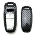 thumbnail image 1 of Gloss Finish Black Carbon Fiber Pattern Hard Shell Key Fob Cover Case, For 2019-up Audi A6 A7 E-Tron A8 Q8, 3-Button Smart Key Fob, 1 of 8