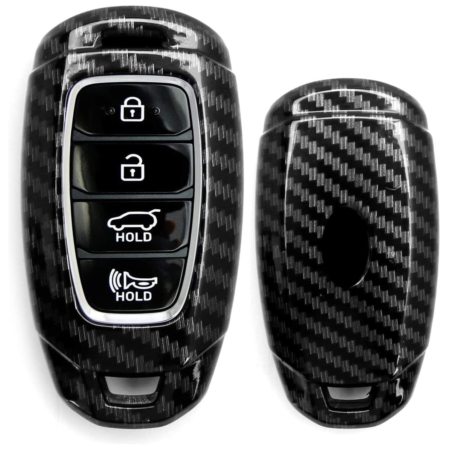 Gloss Finish Hard Shell Key Fob Cover Case, Compatible with 2018/2019-up Hyundai Kona Veloster Elantra GT Santa Fe Palisade 4-Button Smart Key Fob