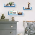 thumbnail image 1 of Gloss Glossy Blue Finish Set of 3 Easy Mounted U Shaped Floating Float Wall Shelf Shelves for Bathroom Kitchen or Livingroom, 1 of 5