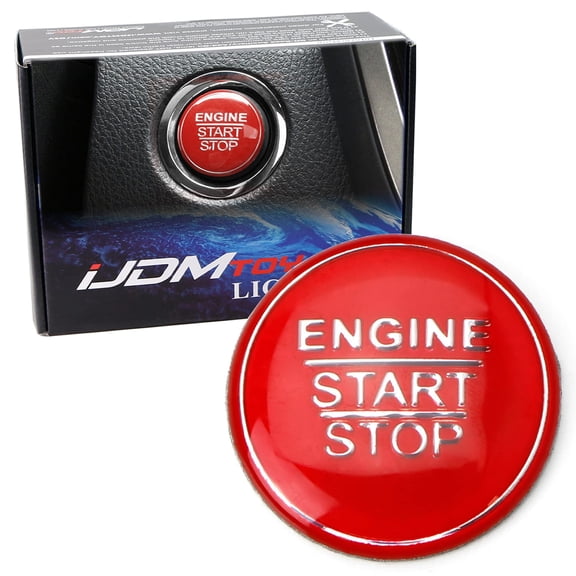 Gloss Red Keyless Engine Push Start Button Cover For Toyota Camry Tacoma Prius Avalon Mirai etc w/Push Start Engine On/Off Feature