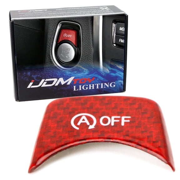 Gloss Red Real Carbon Fiber Auto Start/Stop Button Cover, For BMW F22 F30 F34 2 3 4 Series with Engine Automatic ON/Off Feature