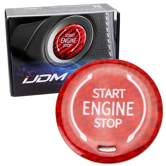 Gloss Red Real Carbon Fiber Keyless Engine Start/Stop Push Start Button Cover For Cadillac 2019-up XT4 and 2020-up CT5, XT6