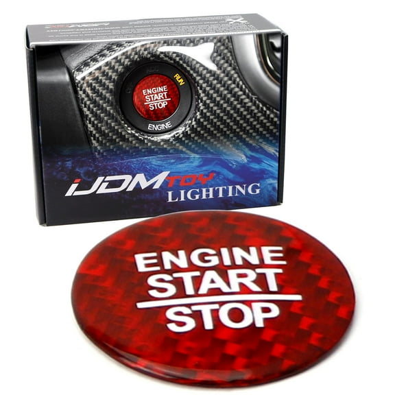 Gloss Red Real Carbon Fiber Keyless Engine Start/Stop Push Start Button Cover For Charger Challenger Durango Grand Cherokee 300/300C