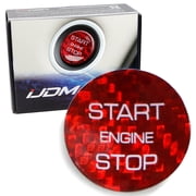 Gloss Red Real Carbon Fiber Keyless Engine Start/Stop Push Start Button Cover For Newer Models of Land Rover or Jaguar w/Start Engine Stop