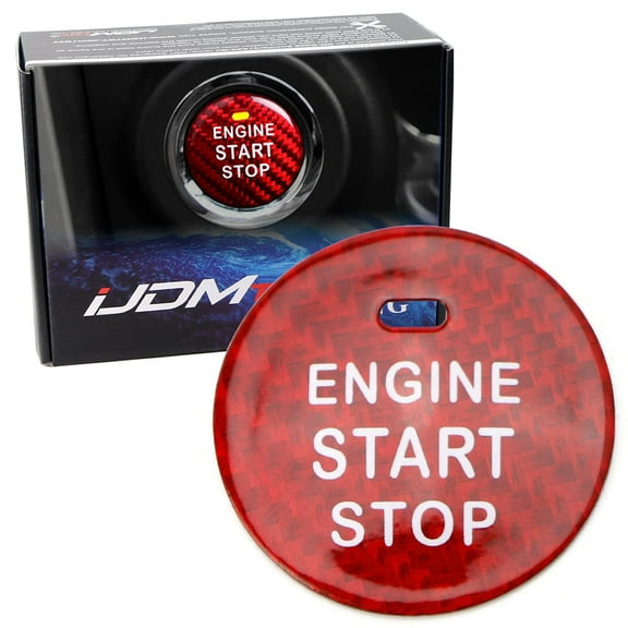 Gloss Red Real Carbon Fiber Keyless Engine Start/Stop Push Start Button Cover For Subaru 2013-21 BRZ/Toyota 86, Crosstrek, 2014-up Forester, 2015-2021 WRX STI, etc