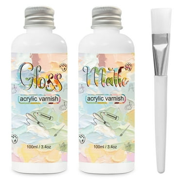 Gloss Varnish for Acrylic Painting, 2 x 100ml Clear Acrylic Varnish Keeps Paintings from Yellowing, Cracking, Maintains Permanent Color (Gloss   Matte)