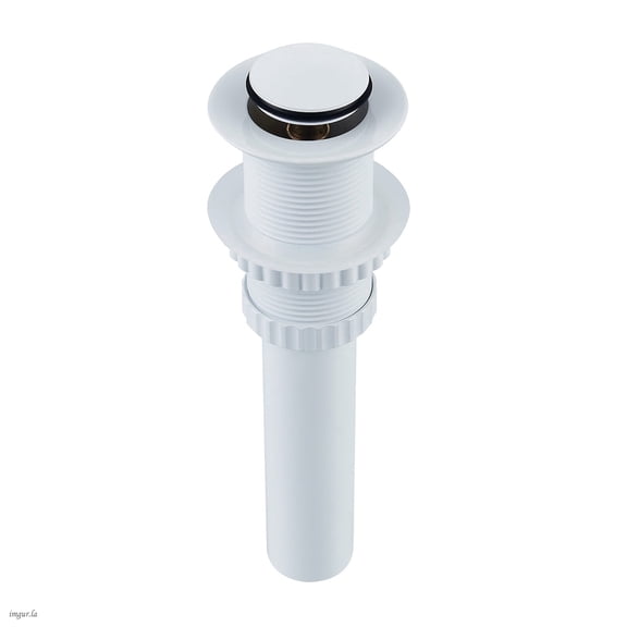 Gloss White Pop-Up Drain Stopper without Overflow, Easy to Install, Small Detachable Cap, Compatible for Vessel Sinks