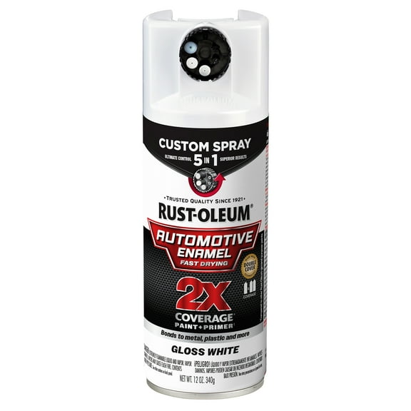 Gloss White, Rust-Oleum 2X Automotive Enamel 5 in 1 Spray Paint, 12 oz, 394894