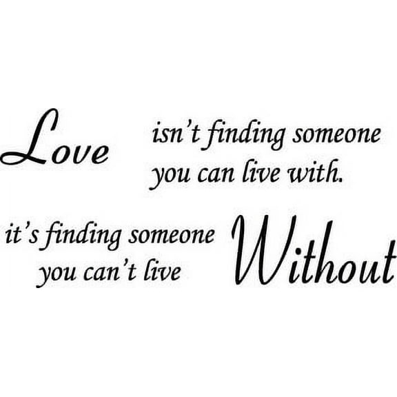 Glossy Black 22" X 10" Love Without Quote WALL STICKER PAPER QUOTE DECAL ART Vinyl wall art Inspirational quotes and saying home decor decal sticker