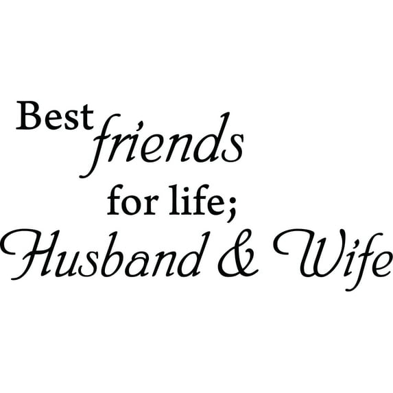 Glossy Black 29" x 14" Decaltor BEST FRIENDS FOR LIFE HUSBAND & WIFE Quotes Sayings Words Art Decor Lettering Vinyl Wall Art Inspirational Uplifting