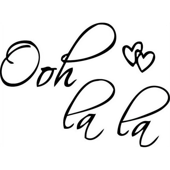 Glossy Black 30" X 22" OOH LA LA Paris France Hearts Love Quote Vinyl Wall Decal Decor Art Sticker
