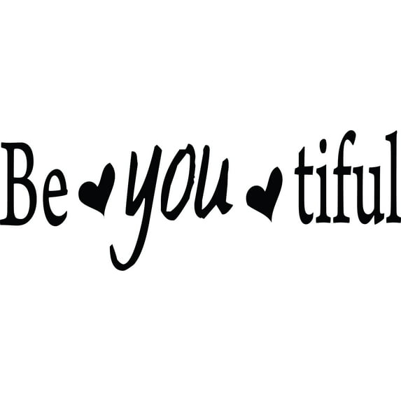 Glossy Black 46" x 16" Picniva Be You Tiful Sayings Words Art Decor Lettering Vinyl Wall Art Inspirational Uplifting