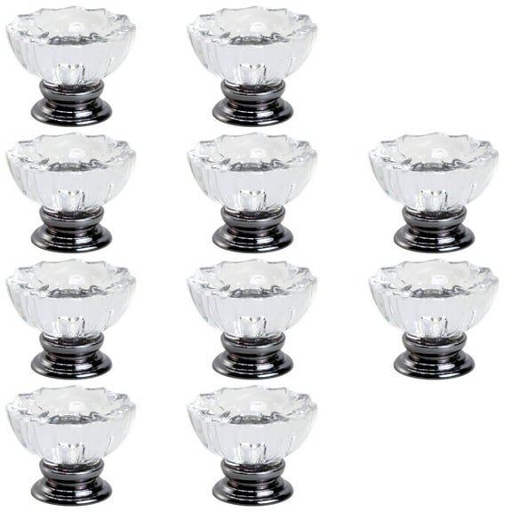 Glossy Black Acrylic Crystal Handle, Furniture Cabinet Knob, Single Hole Drawer Pull, Quality Crystal Knob, Vintage Oval Design, Includes Screws, Pack of 10