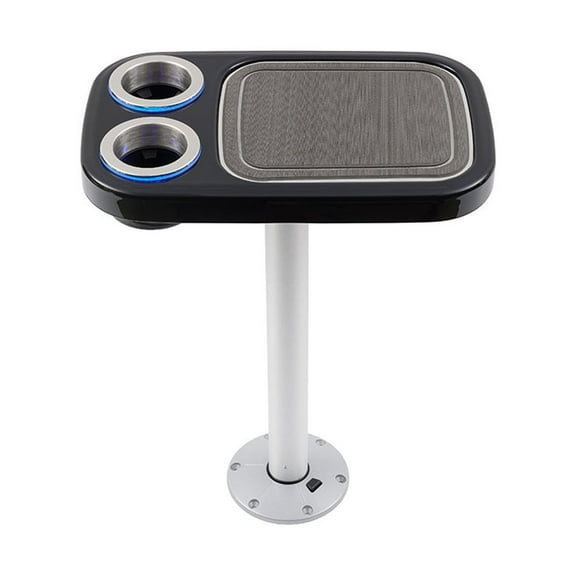 Glossy Black - Battery Powered LED Lit Cocktail Boat Table w/ Center Foam Mat