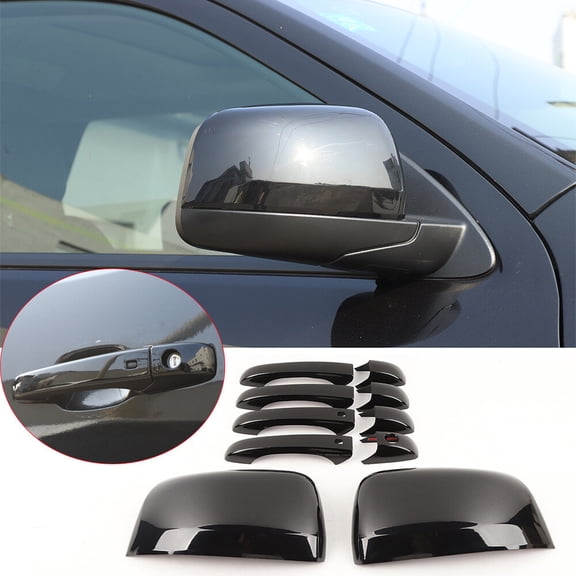 Glossy Black Car Exterior Side Rear Rearview Mirror and Door Handle Cover Trim For Dodge Durango 2011-2023/For Jeep Grand Cherokee 2011-2020