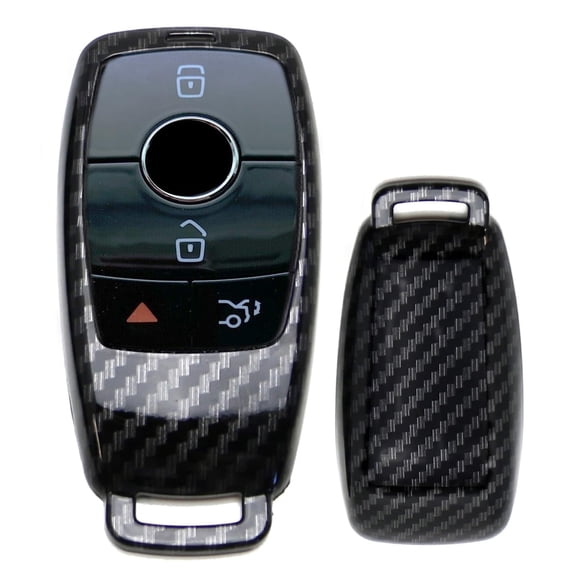 Glossy Black Carbon Fiber Pattern Key Fob Shell For Mercedes 2017-up E-Class, 2018-up S-Class, 2019-up G-Class, 2020-up A C CLA CLS GLB GLC GLE GLS-Class Gen3 IYZMS2 Smart Key