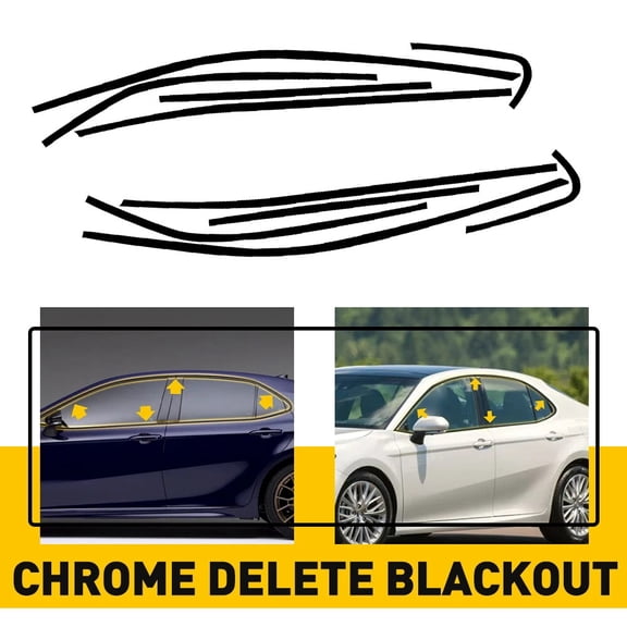 Glossy Black Chrome Delete Blackout Vinyl Window Trim For 2018-2024 Toyota Camry