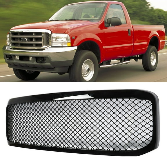 Glossy Black Front Grille Mesh Grill Fit for Ford F-250 F-350 1999 200 2001 2003 2003 2004