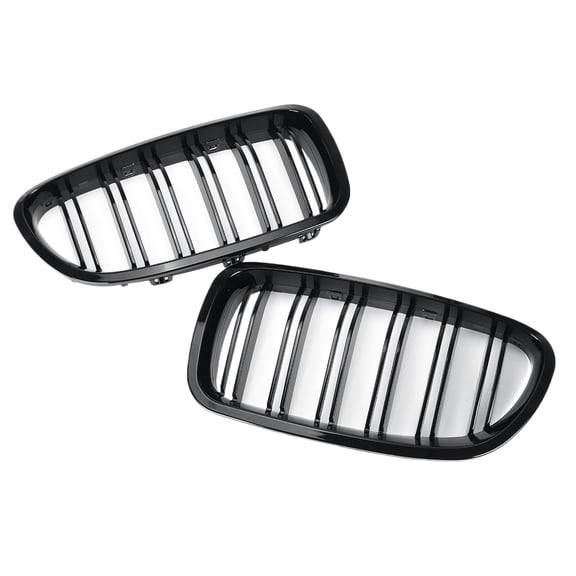 Glossy Black Front Kidney Double Slat Grill Grille For BMW 5 Series F10 F11 F18 2010-2017 Dual Line Racing Grills