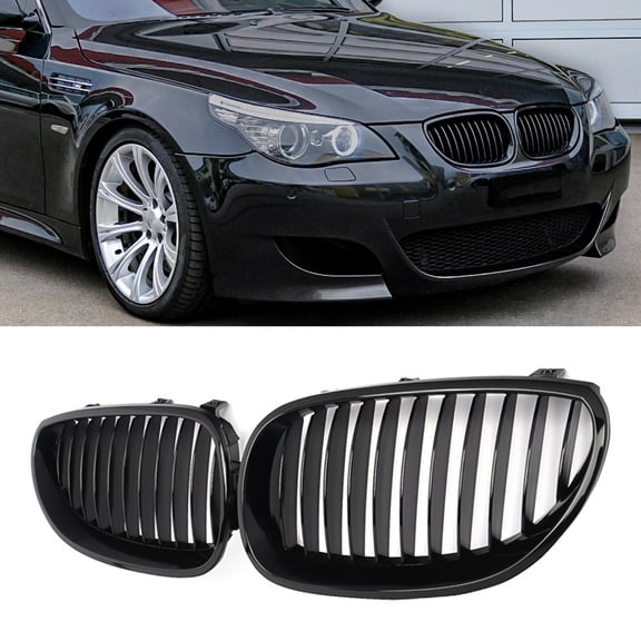 Glossy Black Front Kidney Grille For BMW 5-Series M5 E60 E61 550i 530i 535i 528i 2003-2010