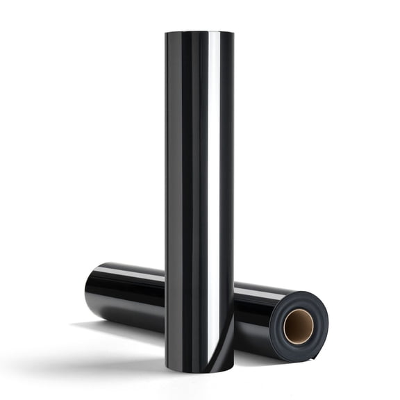 Glossy Black HTV Iron-On Vinyl Roll - 12" x 25 FT for T-Shirts, Crafts | Permanent Heat Transfer Material