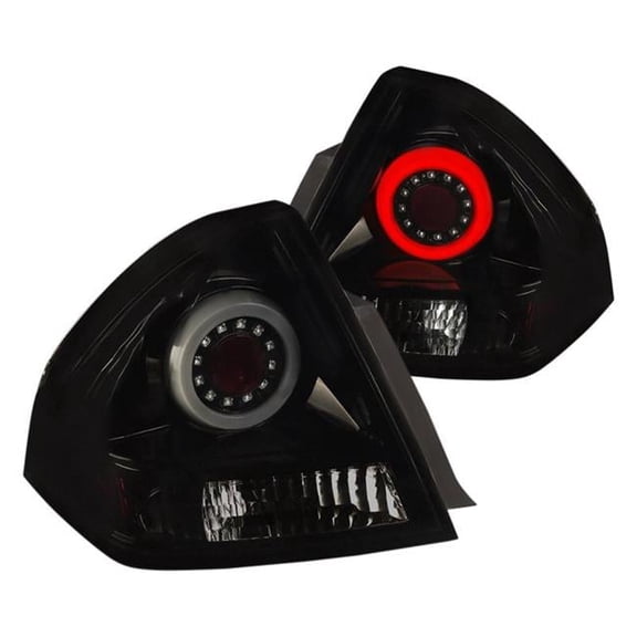Glossy Black Halo Style Fiber Optic LED Tail Lights for 2006-2013 Chevy Impala