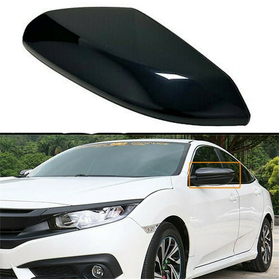 Glossy Black Left Side Rear View Mirror Cover Cap For Honda Civic 10th 2016-2021