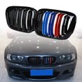 thumbnail image 1 of Glossy Black M-Color Dual Slats Kidney Grille Fit 1999-2002 BMW E46 2-Door 318is 323is 328is 318i 323i 328i 328Ci 323Ci 325Ci 330Ci, 1 of 7