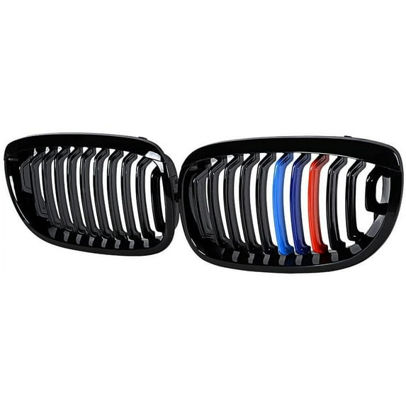 Glossy Black M-Color Front Kidney Grille for 2003-2006 E46 325Ci 330Ci Coupe Convertible