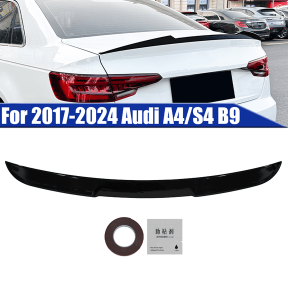 Glossy Black Rear Trunk Spoiler Wing For Audi A4 / S4 B9 M4 V Style 2017-2024