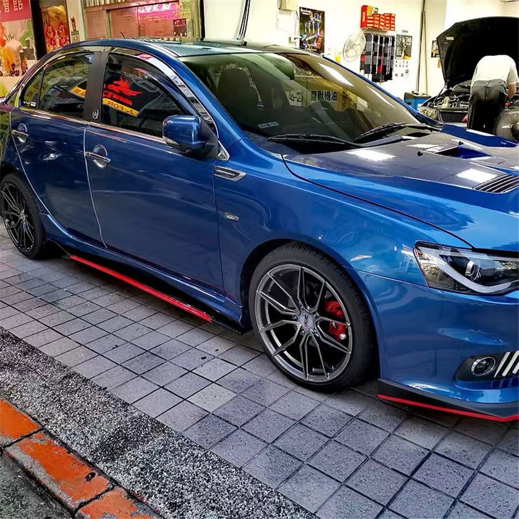 Glossy Black Red Color Splicing 2m Cuttable Car Side Skirts Winglet