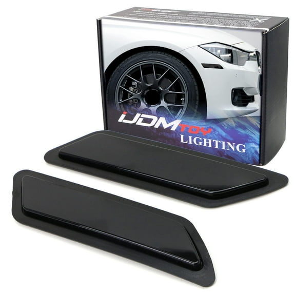 Glossy Black Smoked Lens Front Bumper Side Markers For 2012-2015 BMW F30 F31 Pre-LCI 3 Series 328i 335i, Replace OEM Amber Reflector Assy