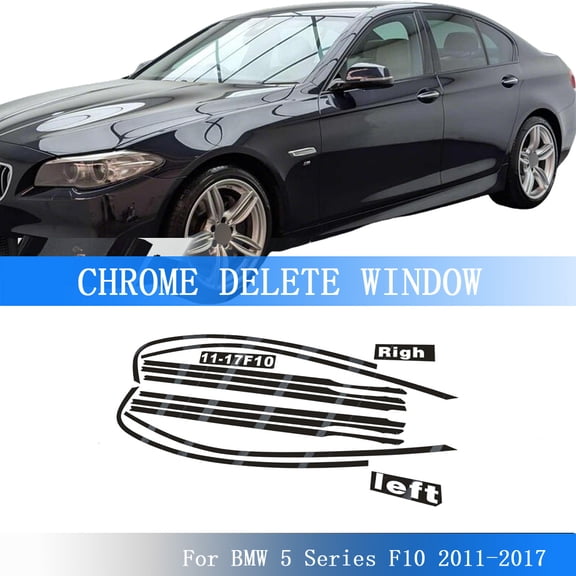 Glossy Black Sticker Chrome Delete Window Trims For BMW 5 Series F10 2011-2017
