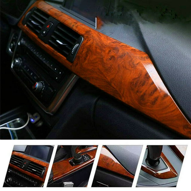 Glossy Car Interior Wood Grain Textured Vinyl Wrap Sticker Decal Sheet