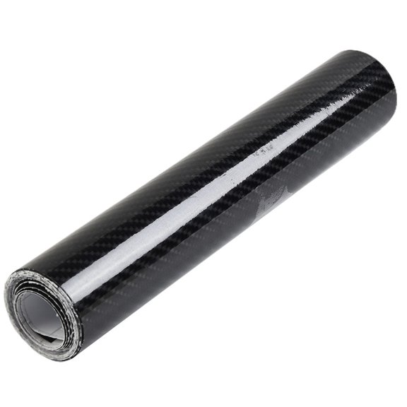 Glossy Carbon Fiber Style Vinyl Car Wrap Sticker Film Roll 20*152Cm Waterproof Black